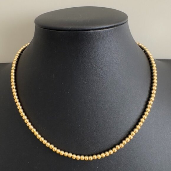 Vtg Lauren Ralph Lauren RL Gold Tone Metal Bead Ball Toggle Necklace - Picture 7 of 7
